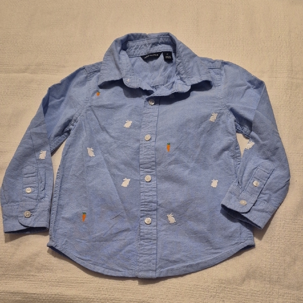 Janie and Jack boys 2T light blue embroidered Easter shirt VVGUC